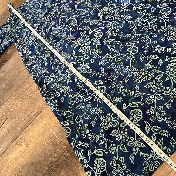 Soft Surroundings Cold Shoulder Tropical Batik Print Maxi Dress Floral Blue L - Picture 4 of 11